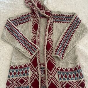 NWOT Lucky Brand Aztec Patterned Open Cardigan, Size Large